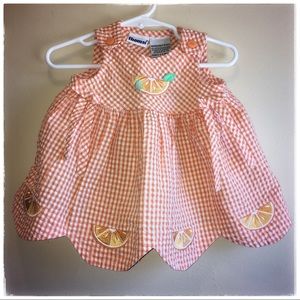 Thomas & Friends Gingham Orange Baby Dress 3/6 M